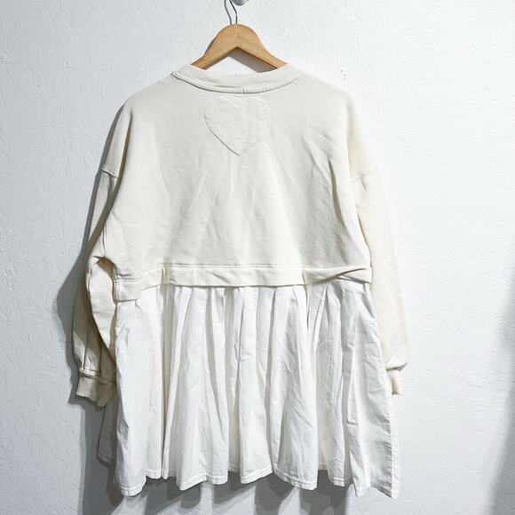 NWT Free People Dress XS Eleanor Layered Sweatshirt MinidressWhite Cream - Picture 5 of 7
